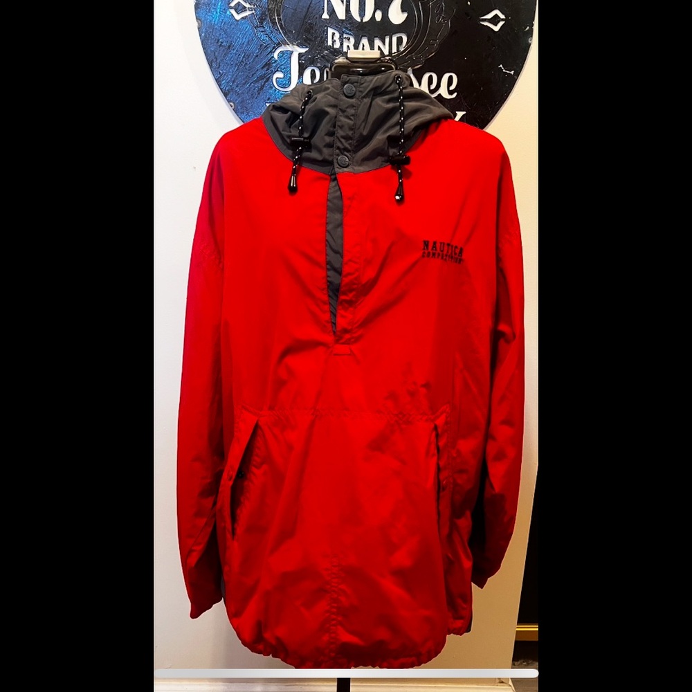 Nautica Red and Black Zip Up Sweater